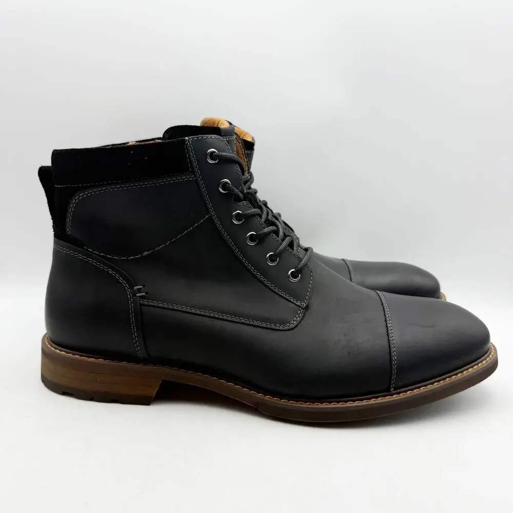 Florsheim Mens Chalet Ankle Boots US 11 Wide EU 44 Black Leather NIB